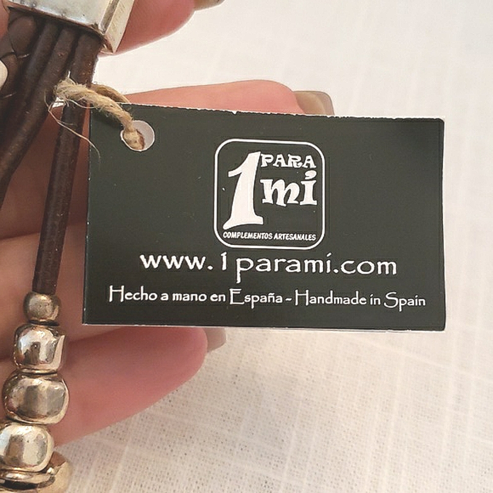 1 Para Mi silver and leather rainbow bracelet - Picture 2 of 8